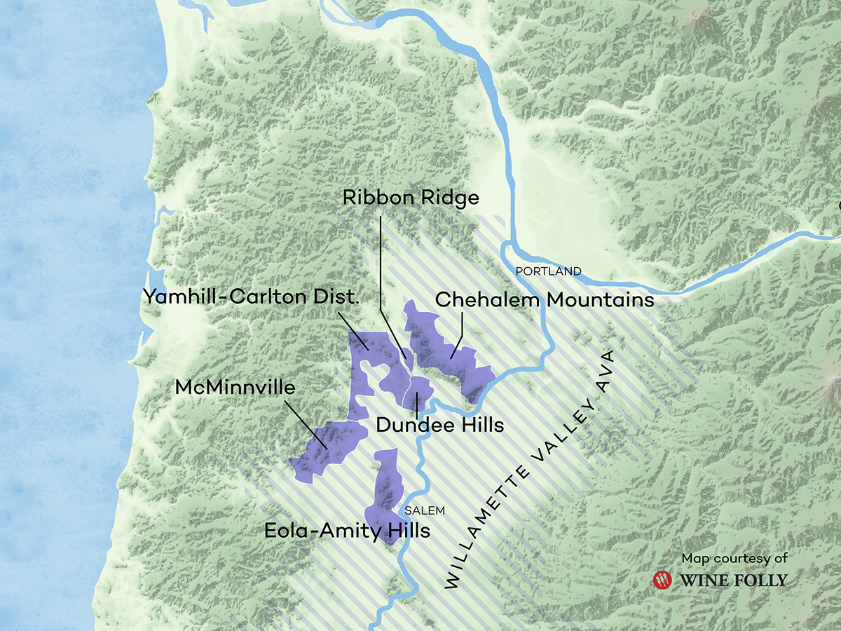 Oregon Wine AVAs for Pinot Noir Map of the Willamette Valley by Wine Folly